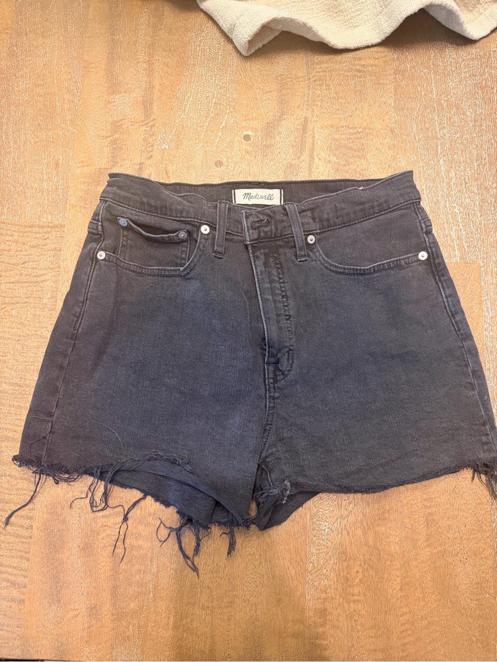 Madewell Washed Black High-Rise Denim Cutoff Shorts
